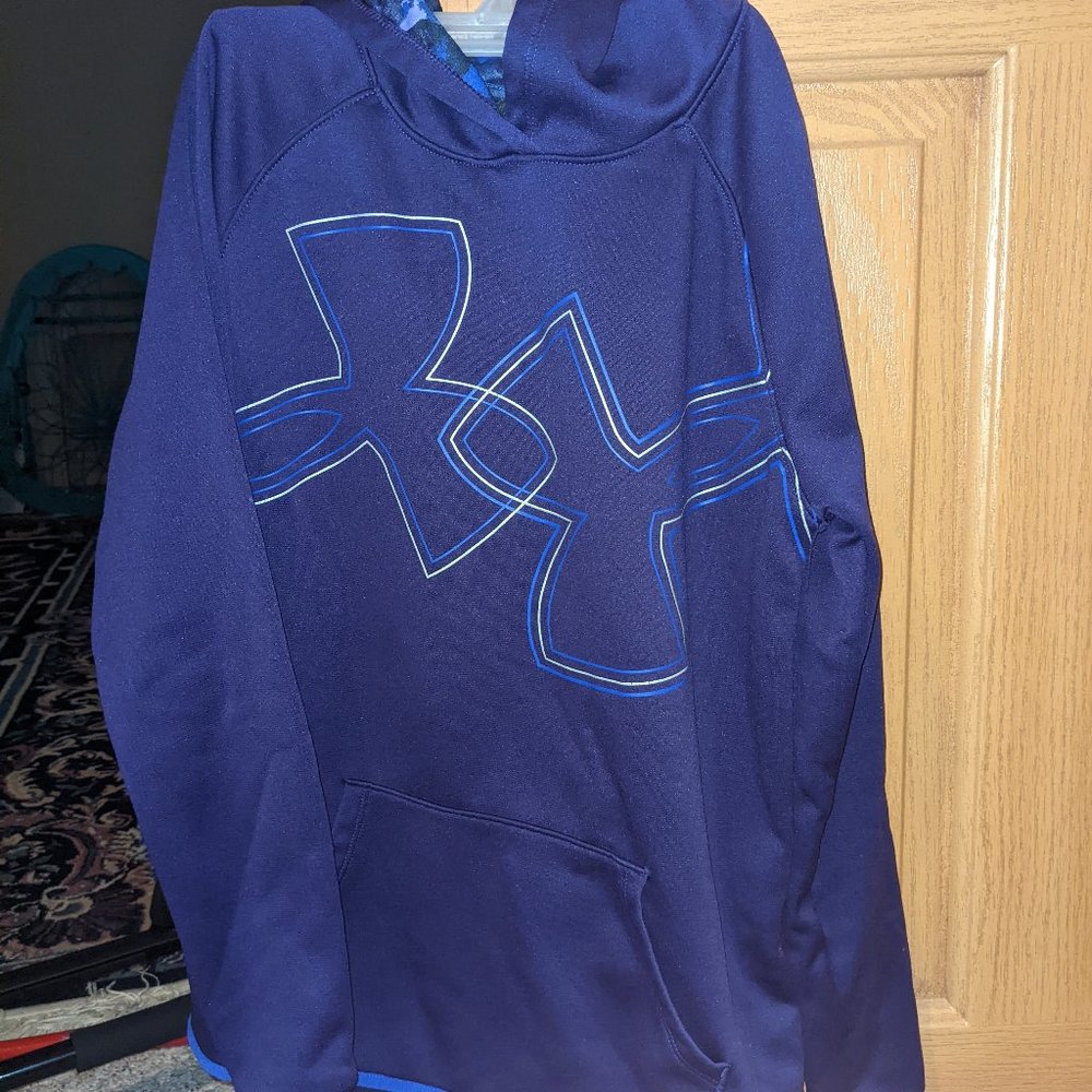 Girl's sz YLG - Under Armour -ColdGear Fleece Dual Logo Hoodie 1317812 -PURPLE